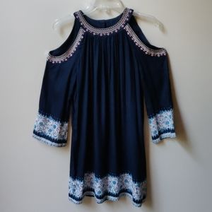 EN CREME Open Cold Shoulder Embellished Neck Tunic